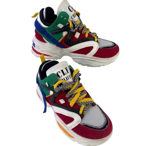 CLF Chilifeng Multi Primary Color Funky Suede Streetwear Sneaker Multi Laces S39 - Picture 1 of 14